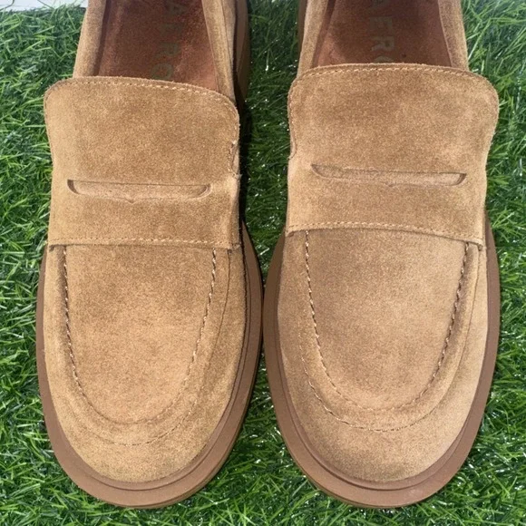 Aerosoles Gelso Block Heel Loafers Tobacco Brown Suede Womens Size 6M Comfort - Picture 11 of 16